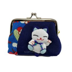 คลิปแมวกลาง น้ำเงิน กระเป๋าผ้าญี่ปุ่น