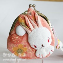 คลิปกระต่าย กระเป๋าผ้าญี่ปุ่น สีโอรส