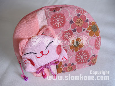 กระเป๋าแมวกวัก ซิป L ผ้าญี่ปุ่น ใส่เครื่องสำอาง - Image 6