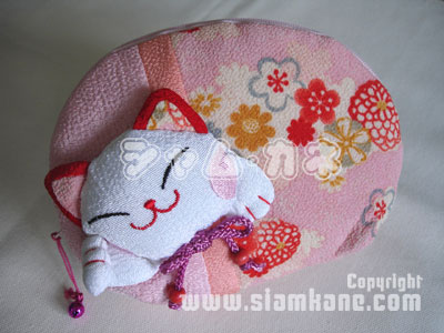 กระเป๋าแมวกวัก ซิป L ผ้าญี่ปุ่น ใส่เครื่องสำอาง - Image 7