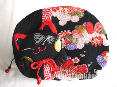 กระเป๋าแมวกวัก ซิป L ผ้าญี่ปุ่น ใส่เครื่องสำอาง - Image 2