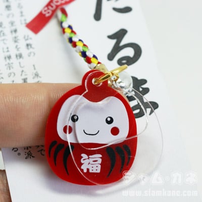 เครื่องรางญี่ปุ่น ดารุมะ สมปรารถนา ห้อยมือถือ สีแดง เทพญี่ปุ่น