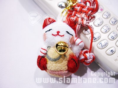 แมวกวัก แห่งความสำเร็จ ผ้าญี่ปุ่น ห้อยโทรศัพท์ - Image 2
