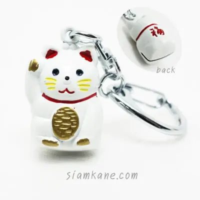 แมวกวักนำโชค กระพรวนkey ขาว
