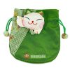 ถุงผ้าแมวกวักญี่ปุ่น กระเป๋าผ้าญี่ปุ่น สีเขียว