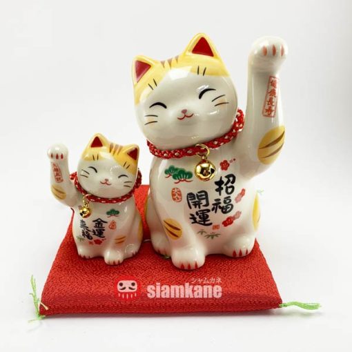 Shiawase 7616 แมวกวักนำโชคแม่-ลูก จุดเหลือง