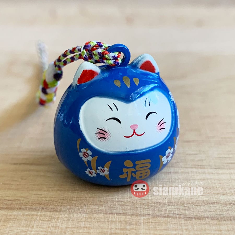 กระพรวนเสียงดนตรี Happy Neko แมวกวักนำโชค น้ำเงิน