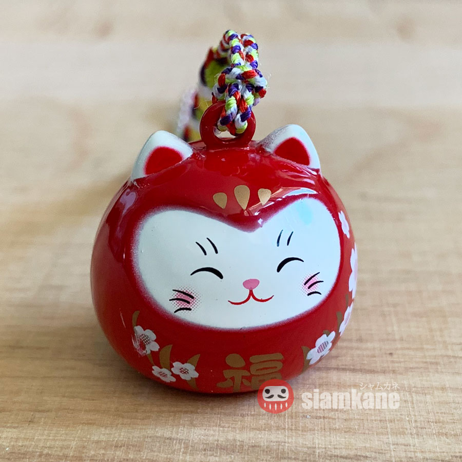 กระพรวนเสียงดนตรี Happy Neko แมวกวักนำโชค แดง