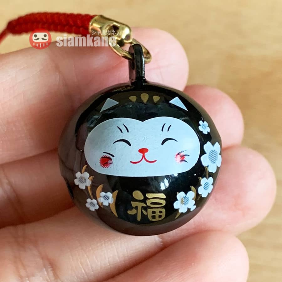 กระพรวนแมวกวักนำโชค Sakura Neko เครื่องรางญี่ปุ่น สีดำ