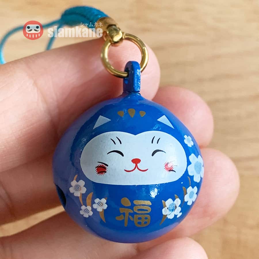 กระพรวนแมวกวักนำโชค Sakura Neko เครื่องรางญี่ปุ่น สีน้ำเงิน