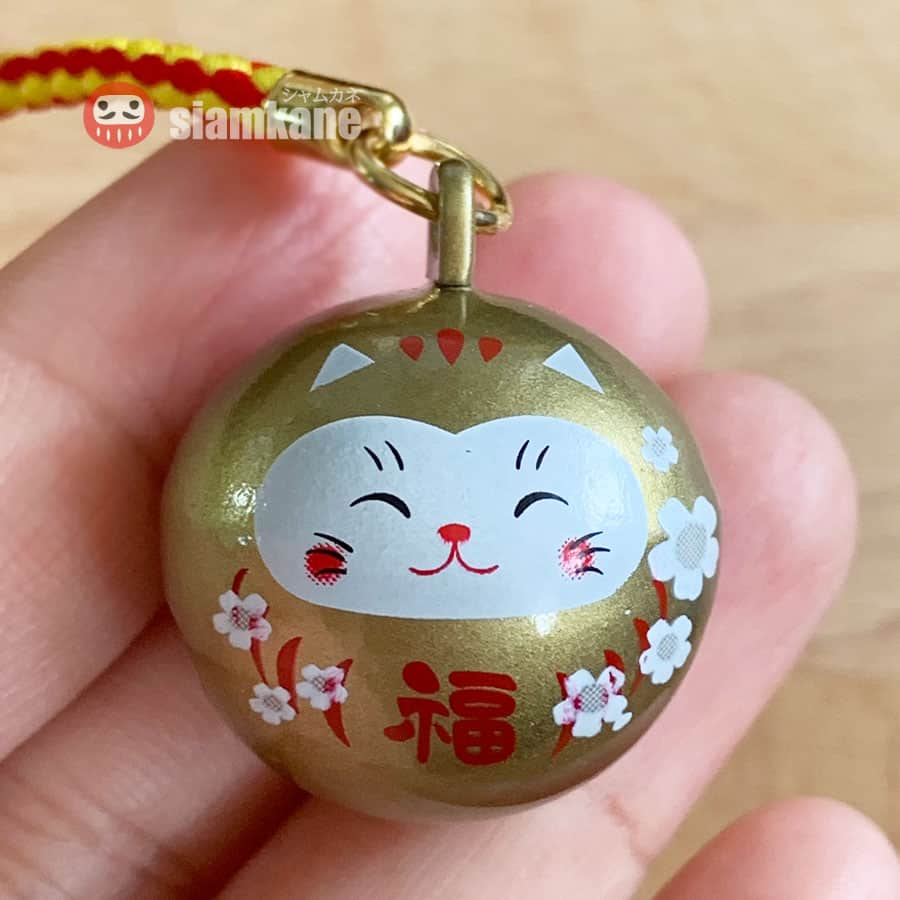 กระพรวนแมวกวักนำโชค Sakura Neko เครื่องรางญี่ปุ่น สีทอง