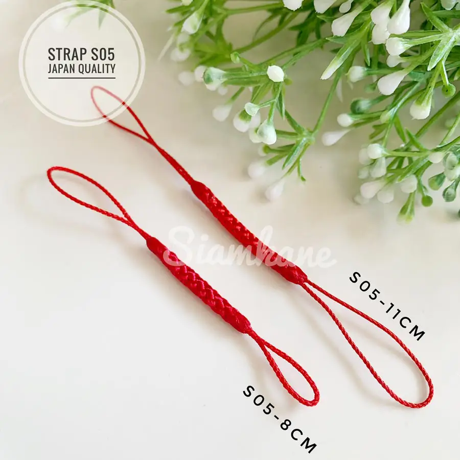 Strap DIY S05 เชือกห้อยโทรศัพท์ ไหมญี่ปุ่น สีแดง
