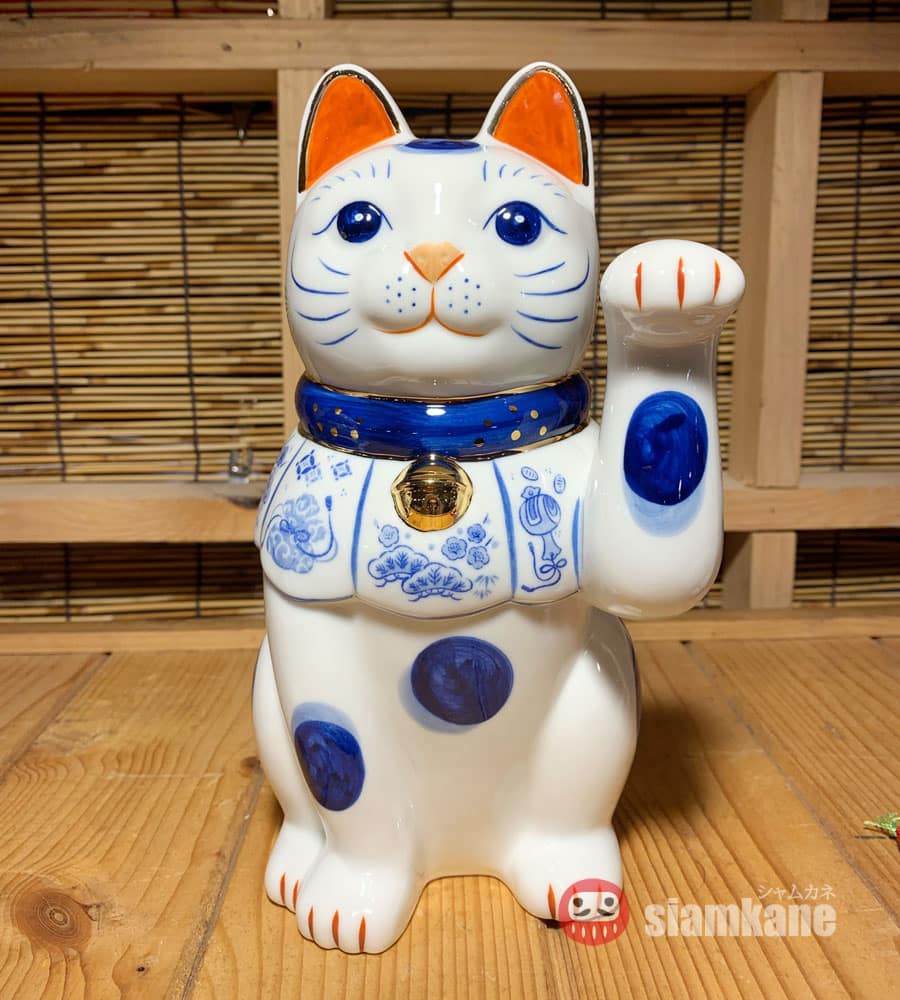Shiawase 7683 แมวกวักนำโชค กวักซ้าย สูง 21.5cm เครื่องรางญี่ปุ่น