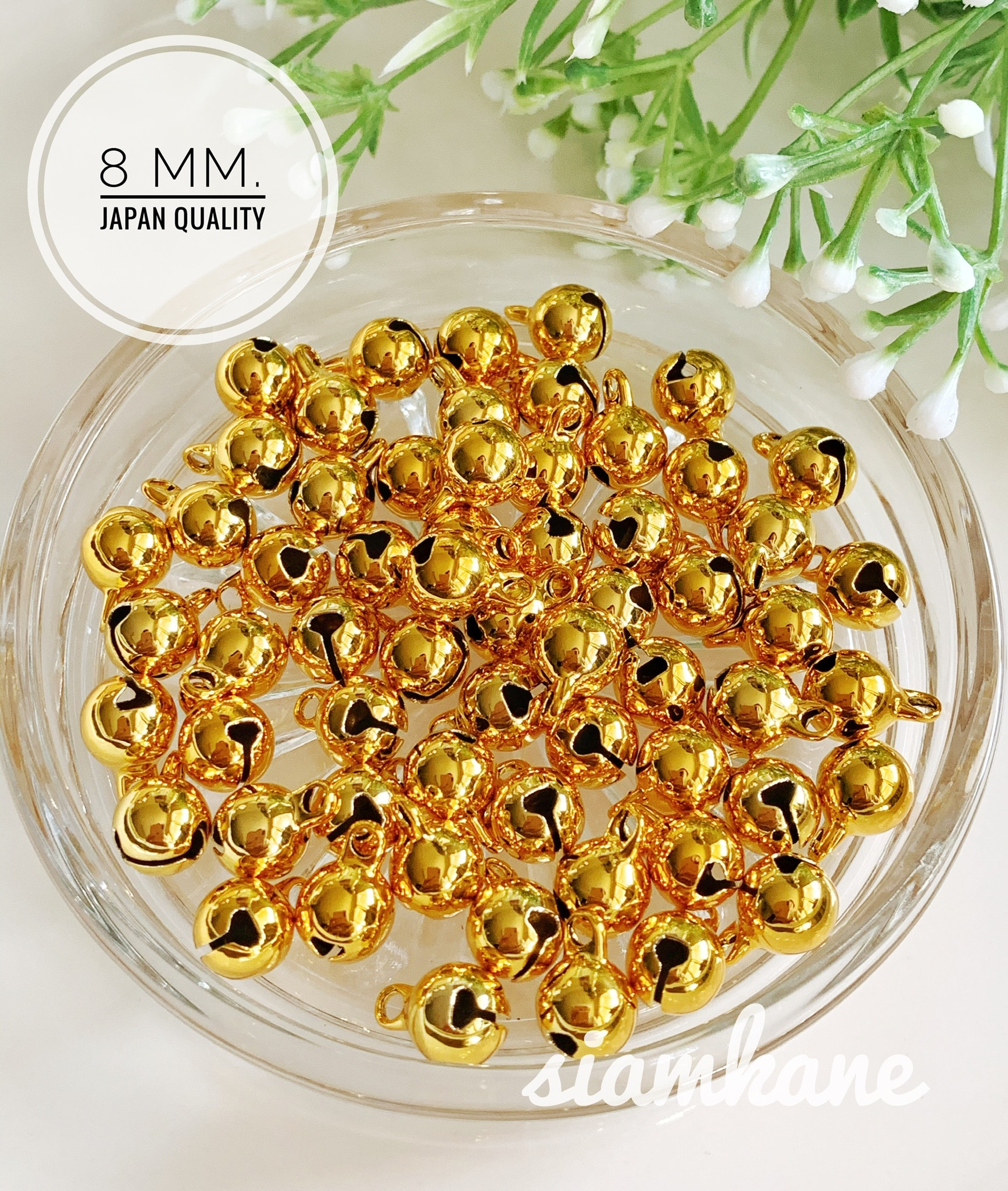 กระพรวน 8 มิล กระพรวนทองเหลือง เกรดพรีเมี่ยม Japan Quality สีทอง 8 mm.
