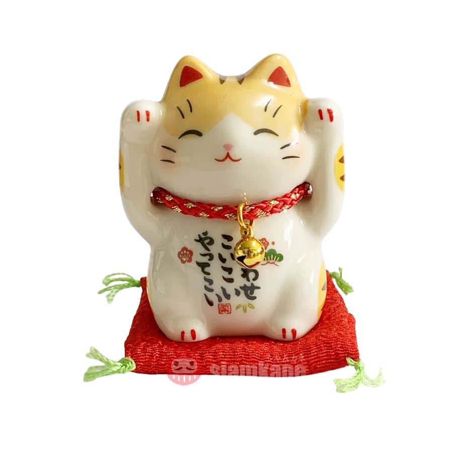 Shiawase แมวกวักนำโชค 7627 ลายขาว เครื่องรางญี่ปุ่น