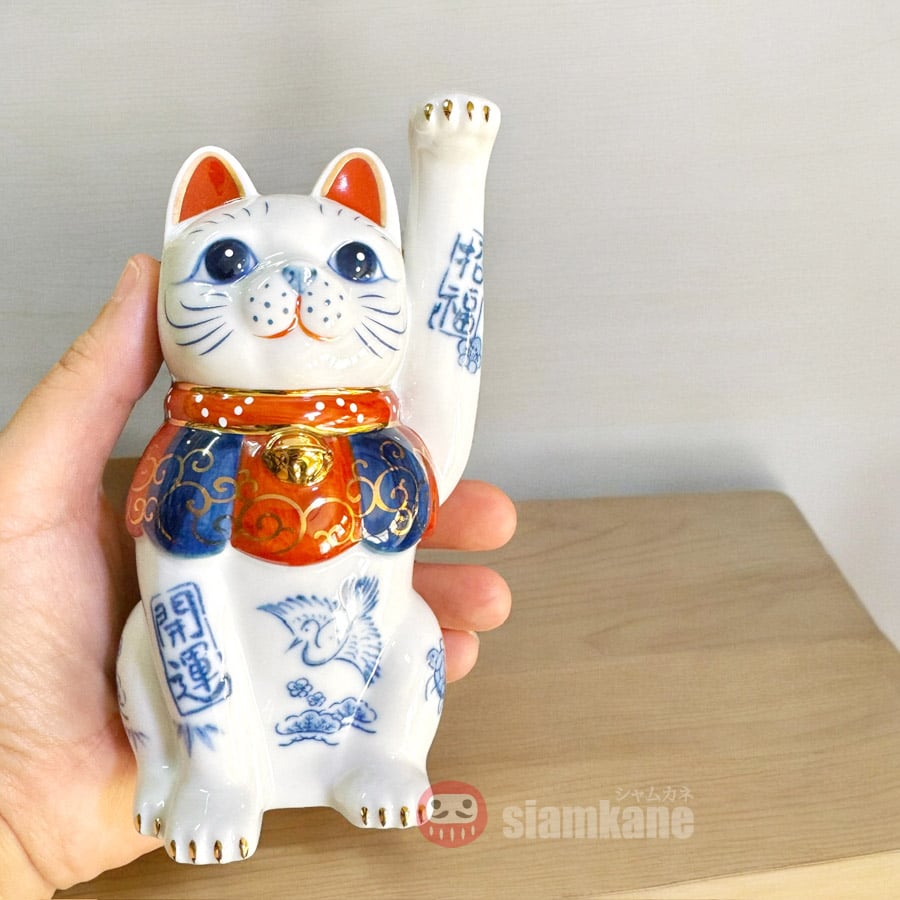 Shiawase 7480 แมวกวักนำโชค รุ่นราชาแมว-กวักซ้าย สูง 14.5 cm
